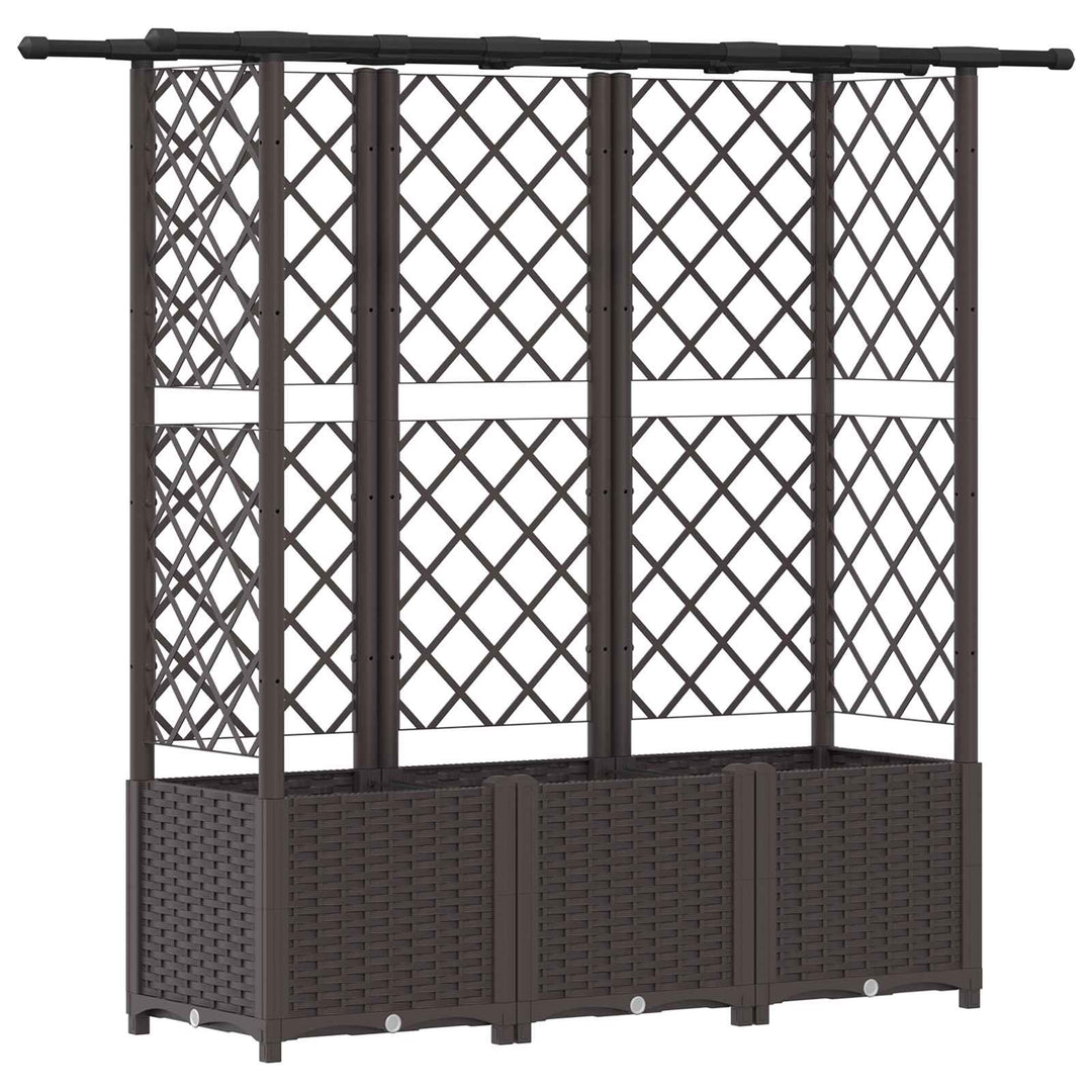 Hævet Bed med Trellis og Tag Brun 162,5 x 40 x 138 cm PP
