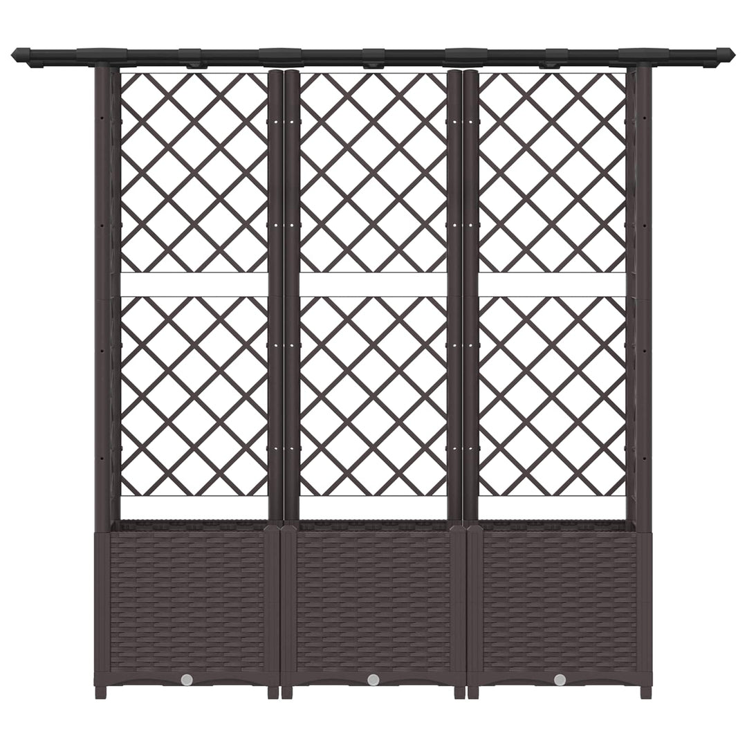 Hævet Bed med Trellis og Tag Brun 162,5 x 40 x 138 cm PP