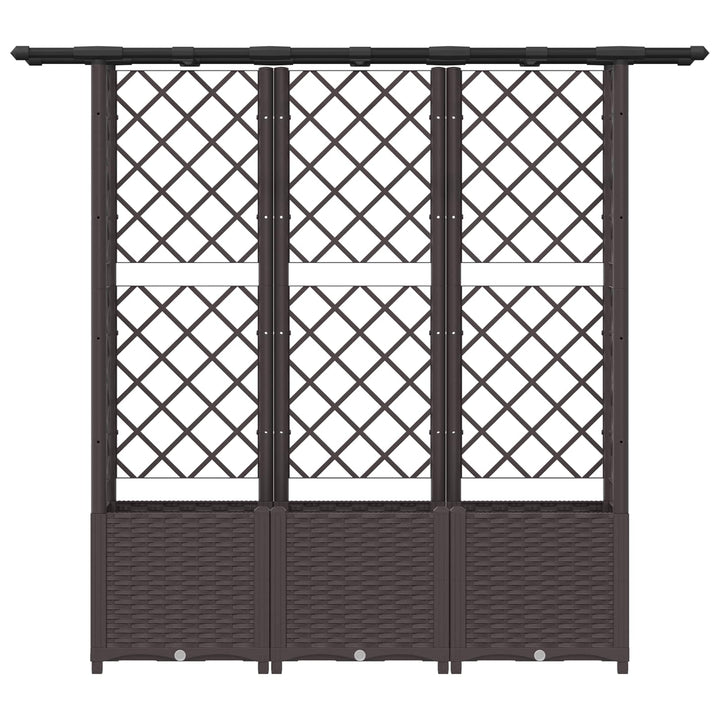 Hævet Bed med Trellis og Tag Brun 162,5 x 40 x 138 cm PP