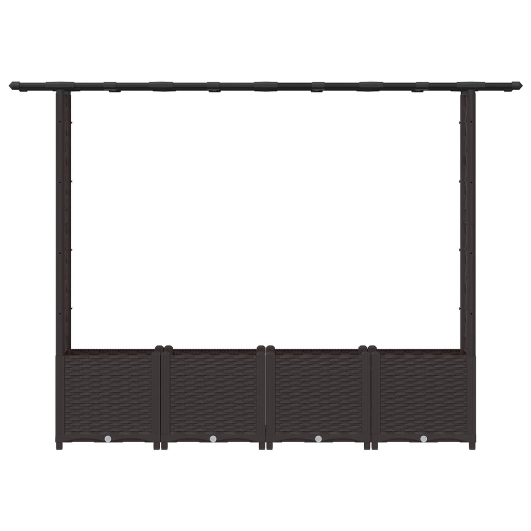 Hævet Bed med Trellis og Tag Brun 203 x 40 x 138 cm PP