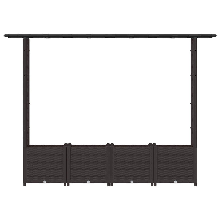 Hævet Bed med Trellis og Tag Brun 203 x 40 x 138 cm PP
