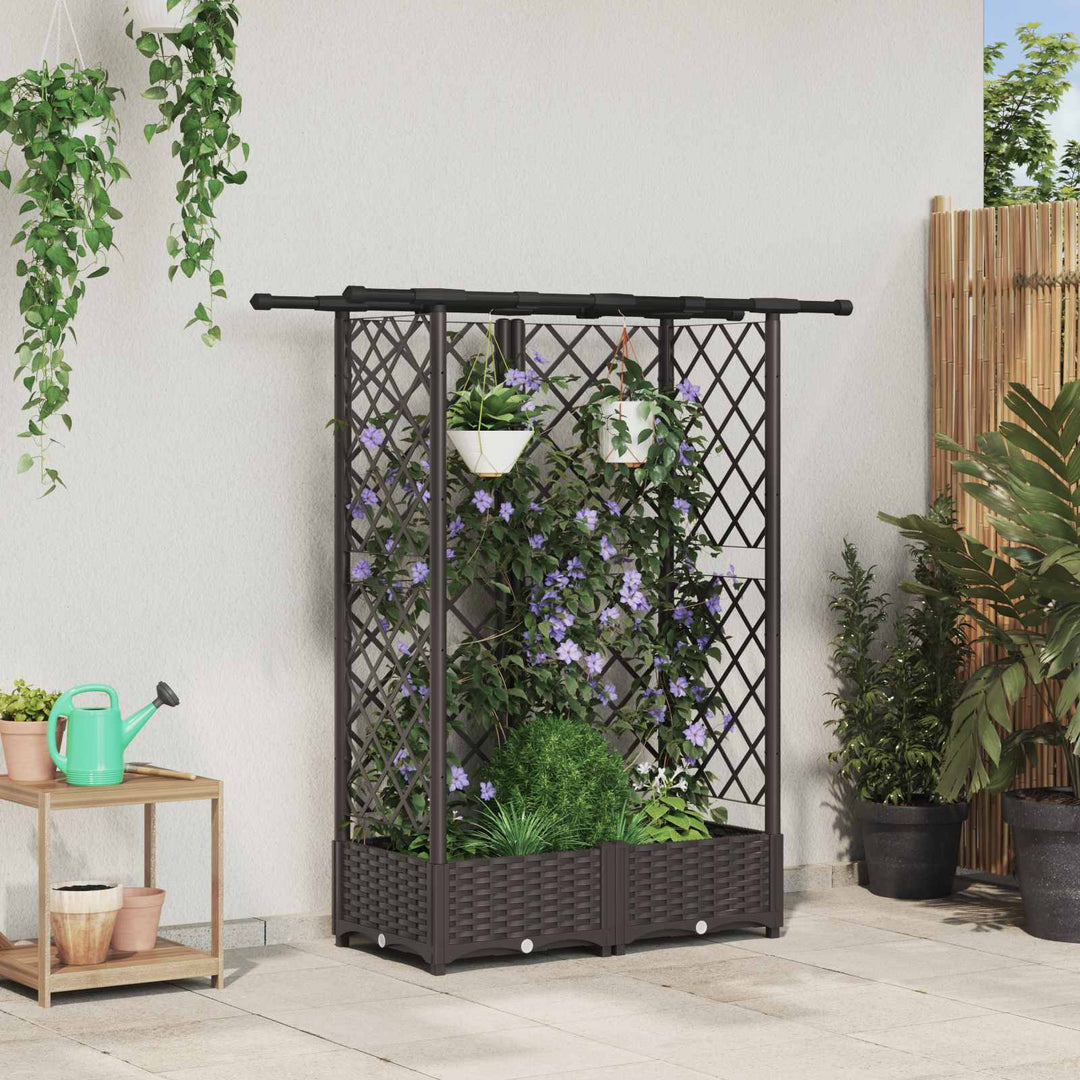 Hævet Bed med Trellis og Tag Brun 124 x 40 x 121 cm PP