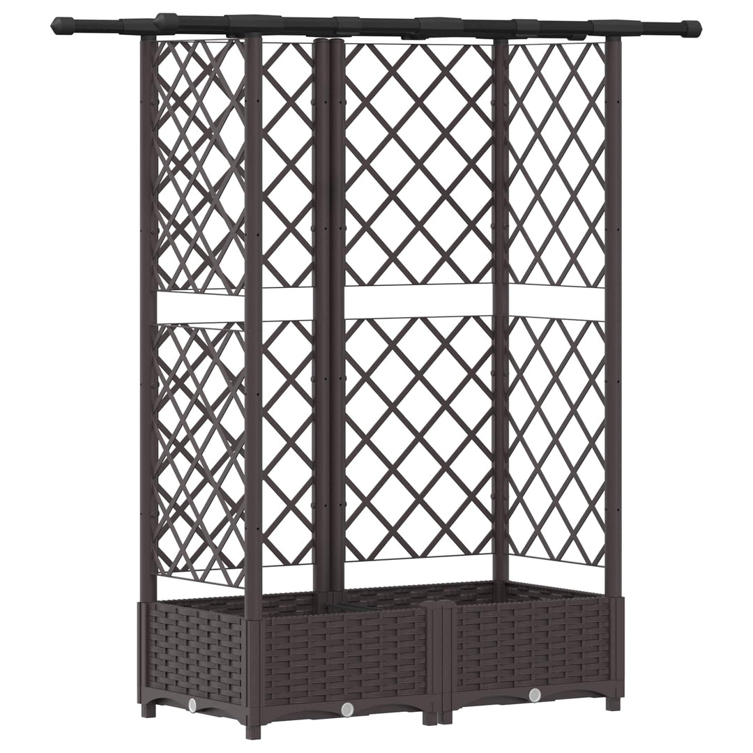 Hævet Bed med Trellis og Tag Brun 124 x 40 x 121 cm PP