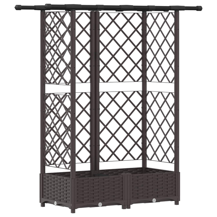 Hævet Bed med Trellis og Tag Brun 124 x 40 x 121 cm PP