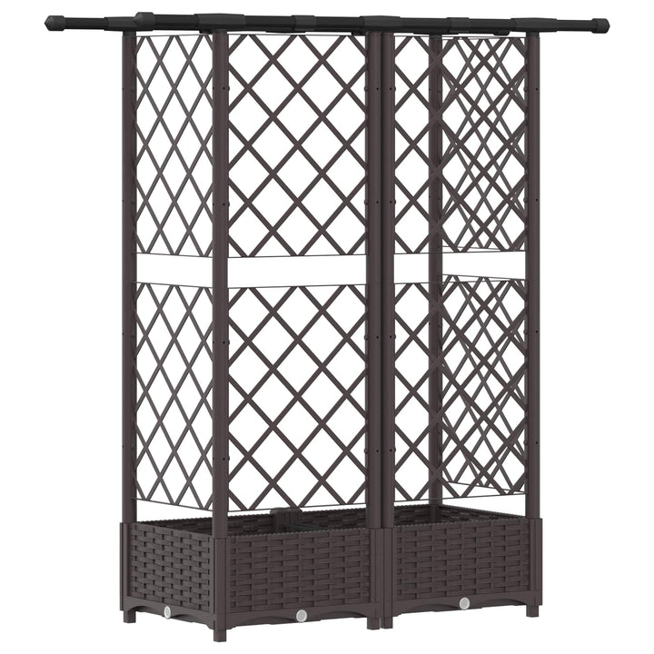 Hævet Bed med Trellis og Tag Brun 124 x 40 x 121 cm PP
