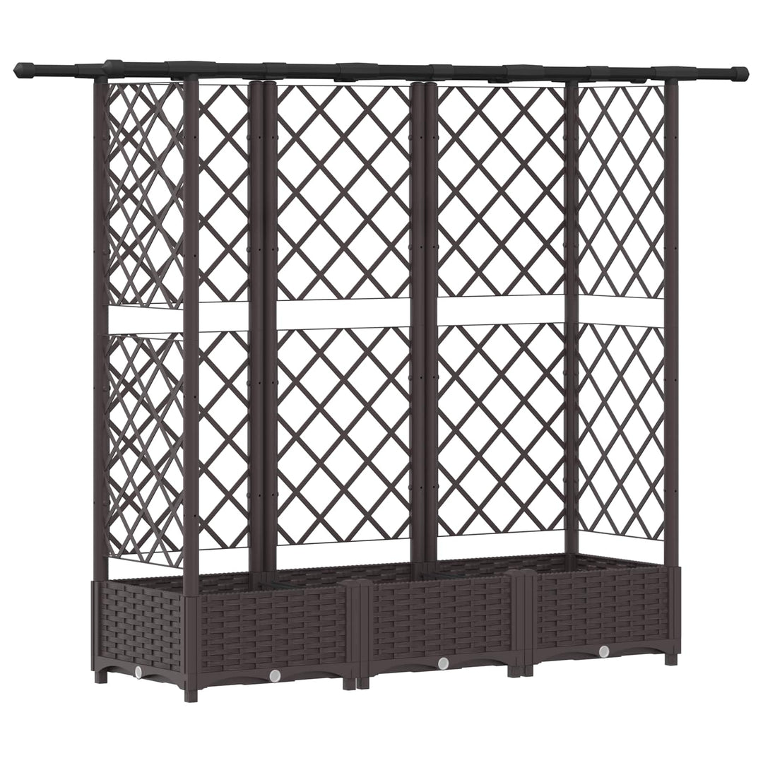 Hævet Bed med Trellis og Tag Brun 164 x 40 x 121 cm PP