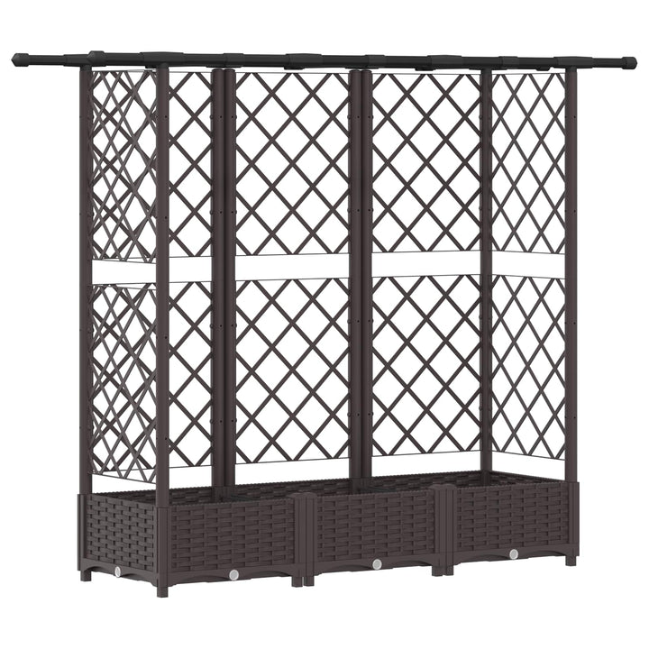 Hævet Bed med Trellis og Tag Brun 164 x 40 x 121 cm PP