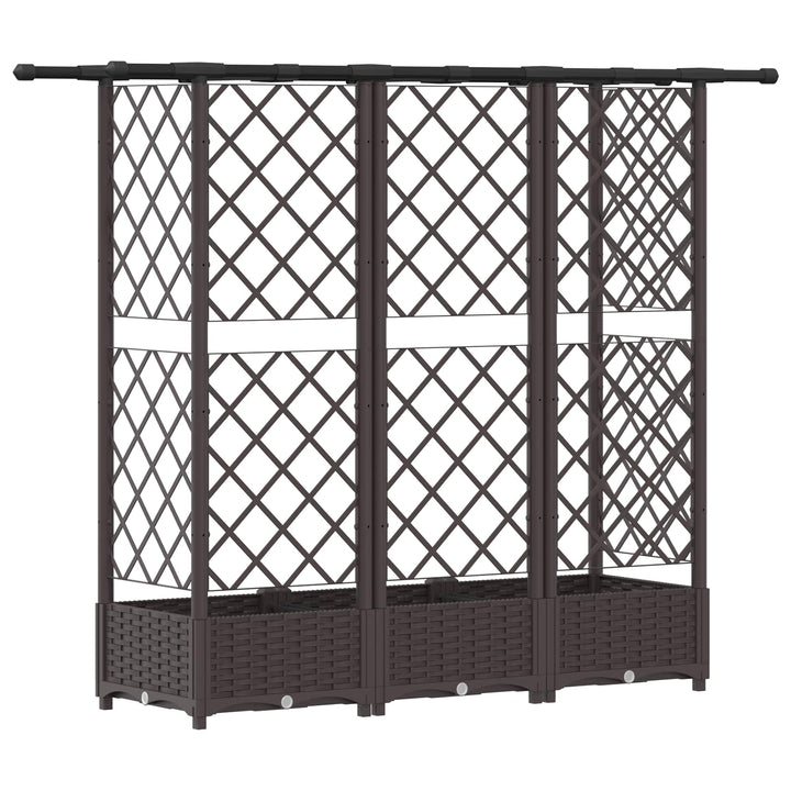 Hævet Bed med Trellis og Tag Brun 164 x 40 x 121 cm PP