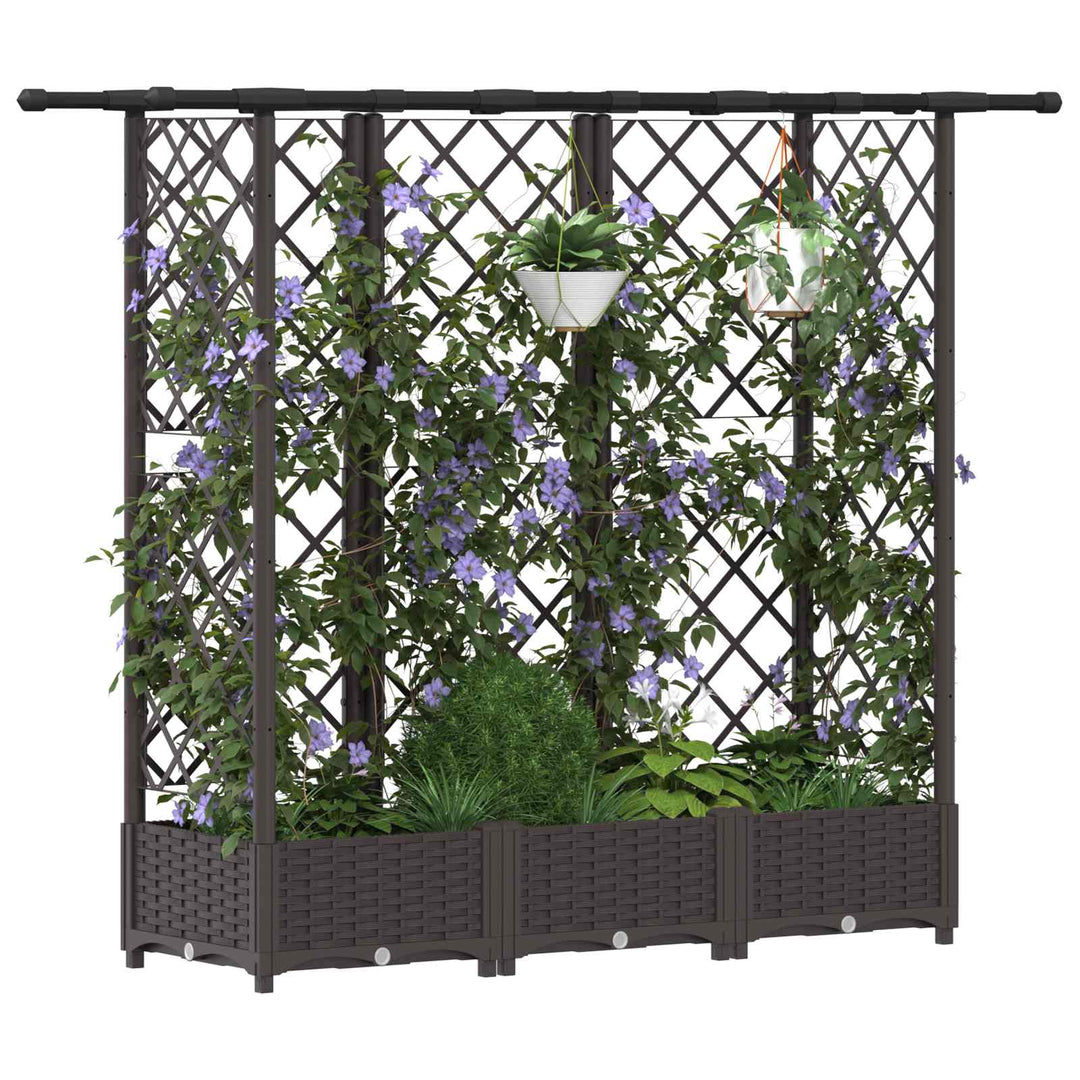 Hævet Bed med Trellis og Tag Brun 164 x 40 x 121 cm PP