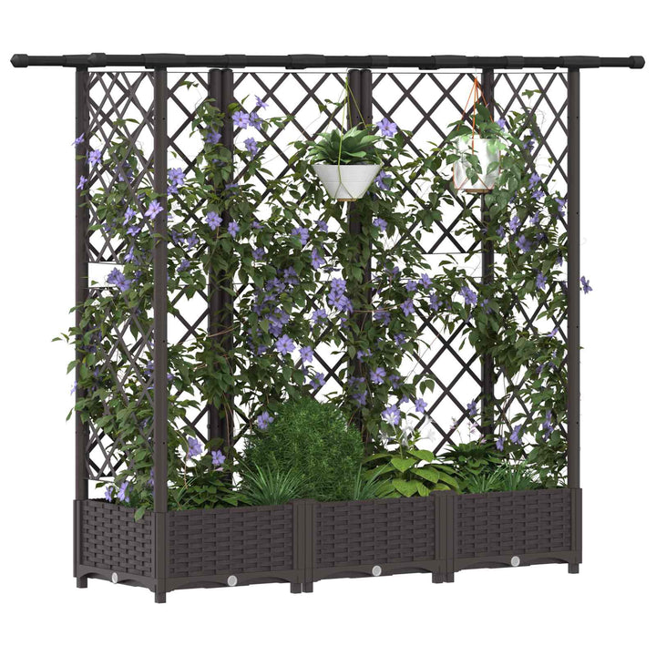 Hævet Bed med Trellis og Tag Brun 164 x 40 x 121 cm PP