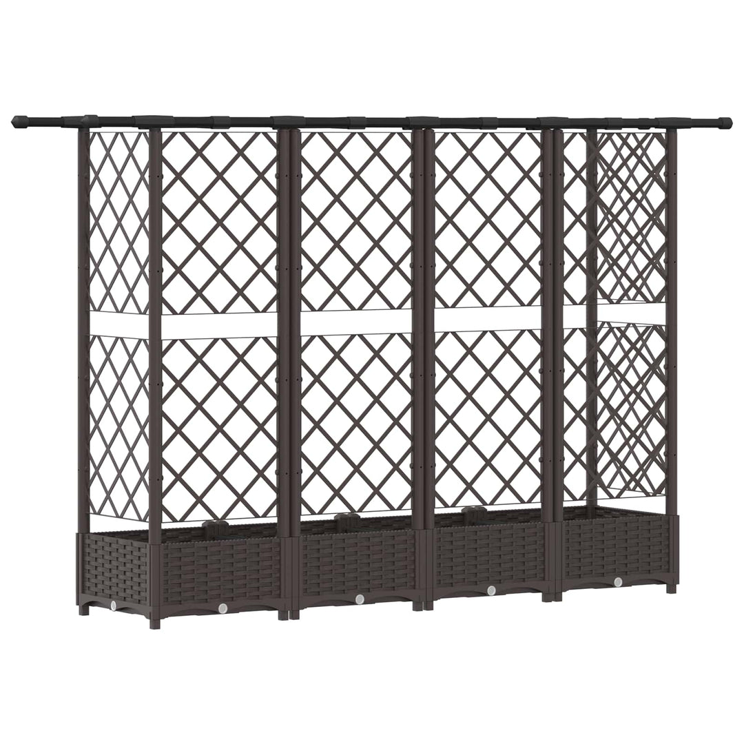 Hævet Bed med Trellis og Tag Brun 202,5 x 40 x 121 cm PP
