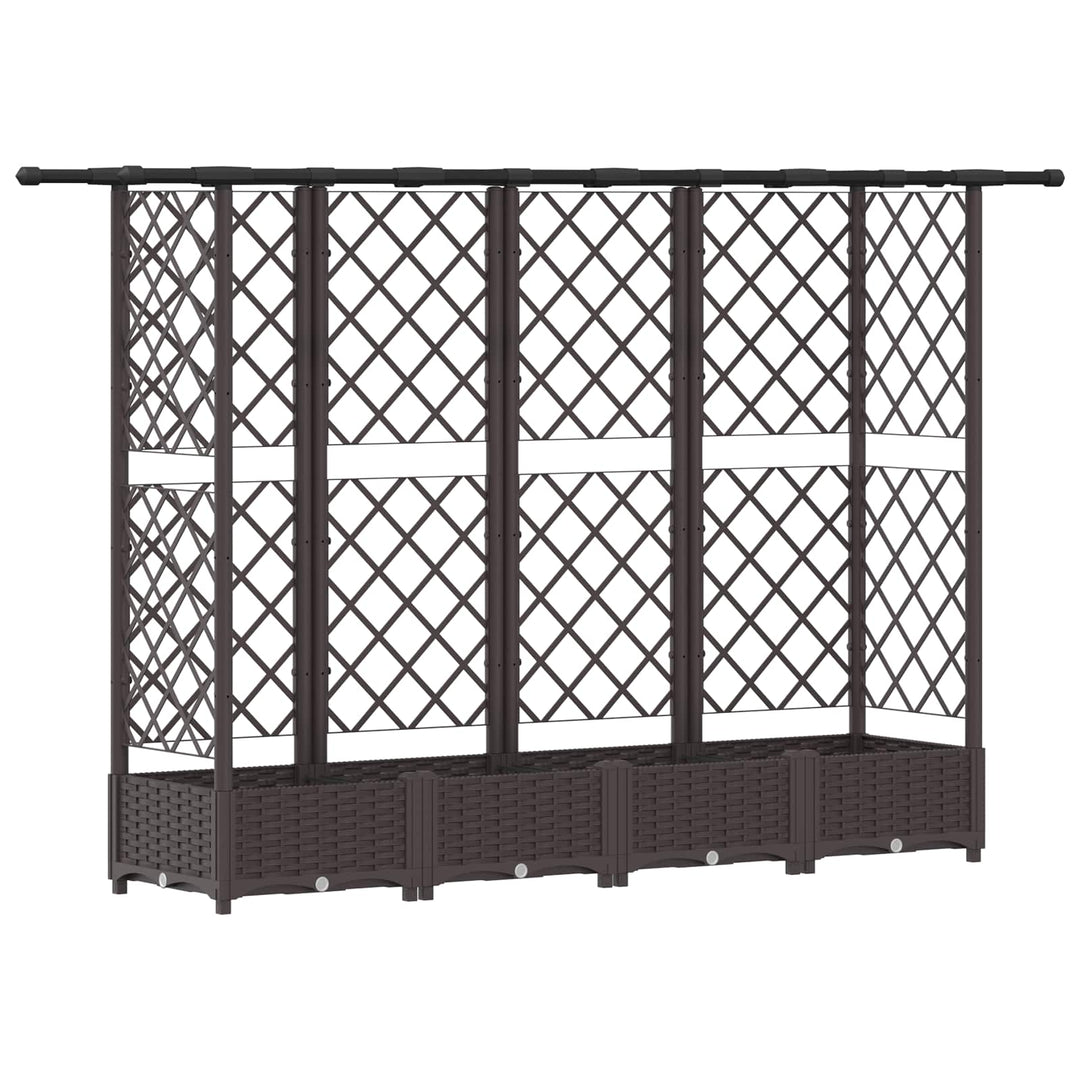 Hævet Bed med Trellis og Tag Brun 202,5 x 40 x 121 cm PP