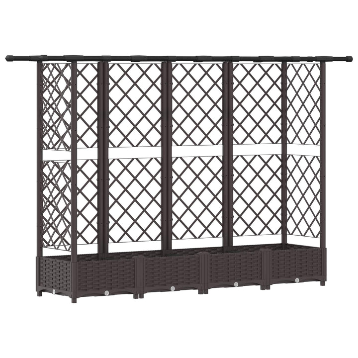Hævet Bed med Trellis og Tag Brun 202,5 x 40 x 121 cm PP