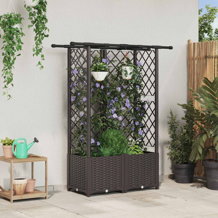 Hævet Bed med Trellis og Tag Brun 124 x 40 x 136 cm PP