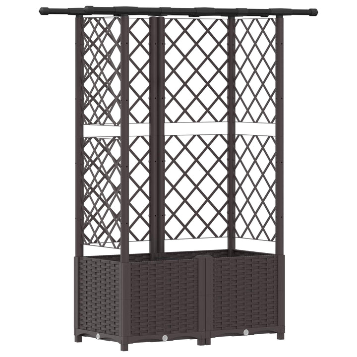 Hævet Bed med Trellis og Tag Brun 124 x 40 x 136 cm PP