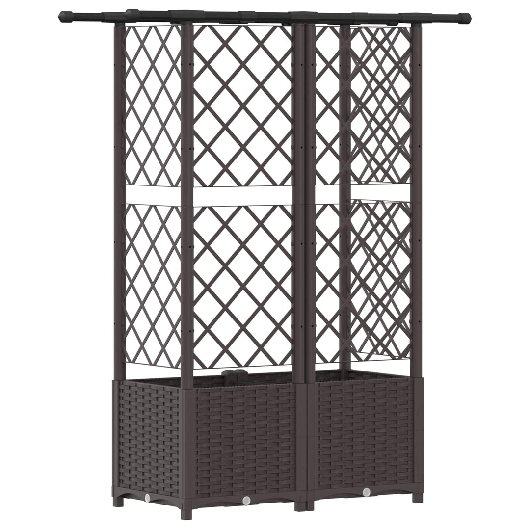 Hævet Bed med Trellis og Tag Brun 124 x 40 x 136 cm PP
