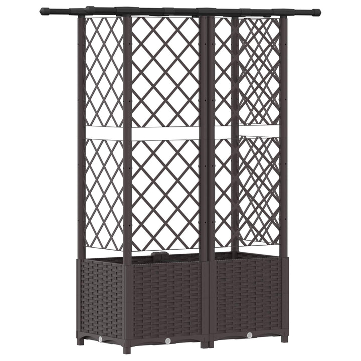 Hævet Bed med Trellis og Tag Brun 124 x 40 x 136 cm PP