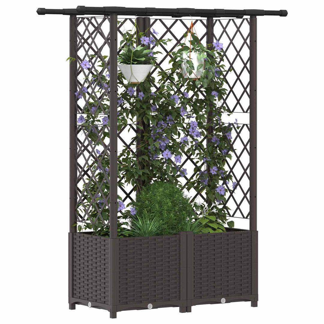 Hævet Bed med Trellis og Tag Brun 124 x 40 x 136 cm PP