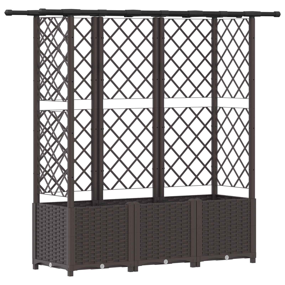 Hævet Bed med Trellis og Tag Brun 163,5 x 40 x 136 cm PP
