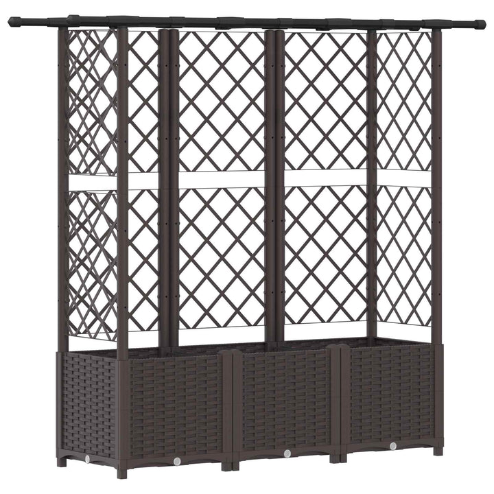 Hævet Bed med Trellis og Tag Brun 163,5 x 40 x 136 cm PP
