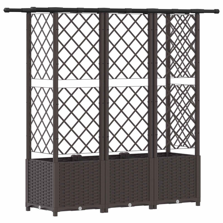 Hævet Bed med Trellis og Tag Brun 163,5 x 40 x 136 cm PP