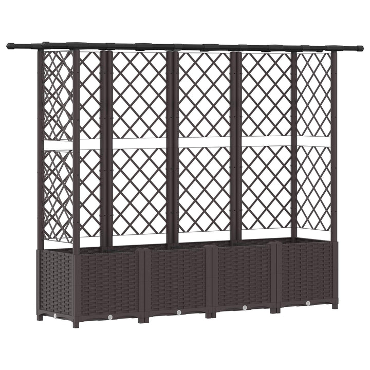 Hævet Bed med Trellis og Tag Brun 202 x 40 x 136 cm PP