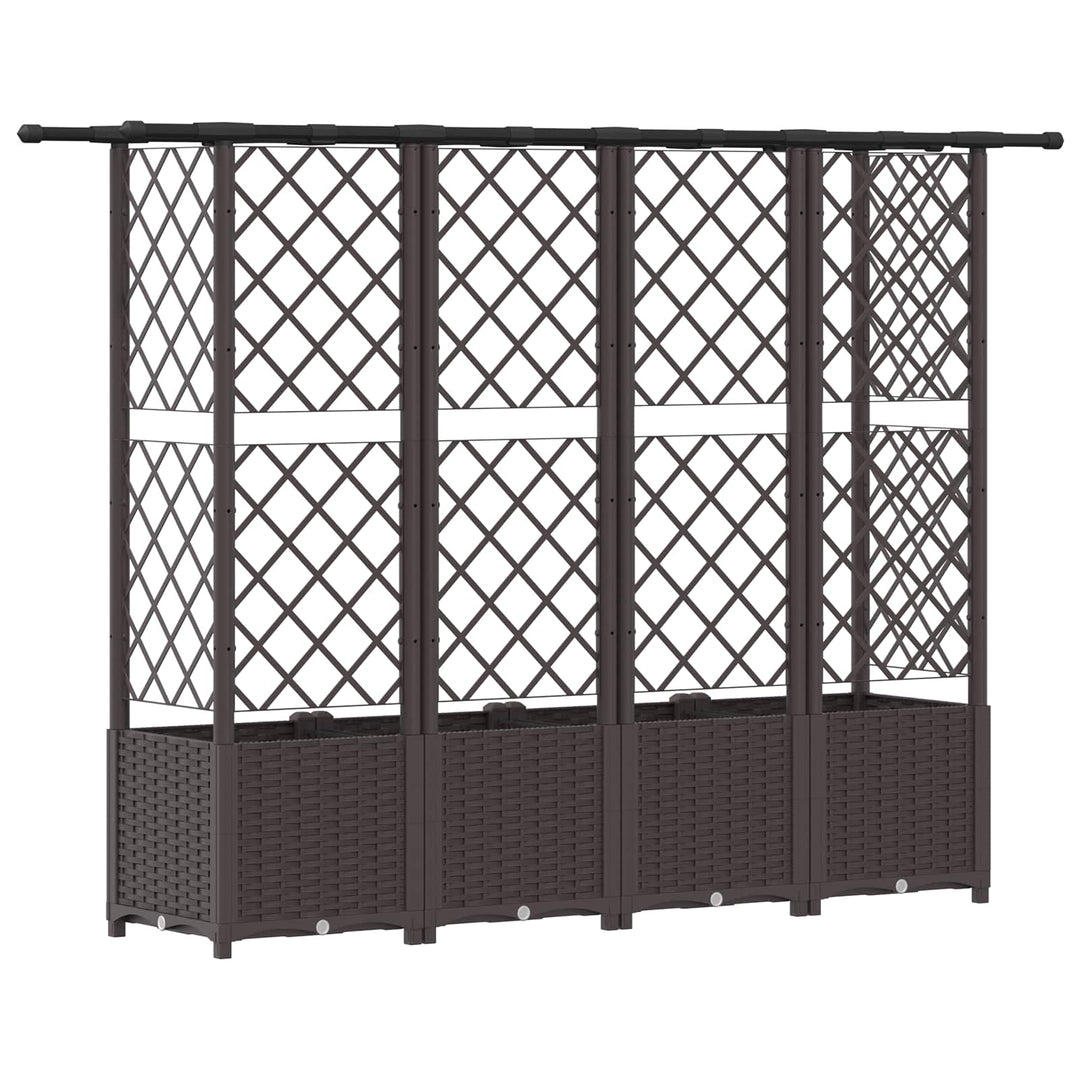 Hævet Bed med Trellis og Tag Brun 202 x 40 x 136 cm PP