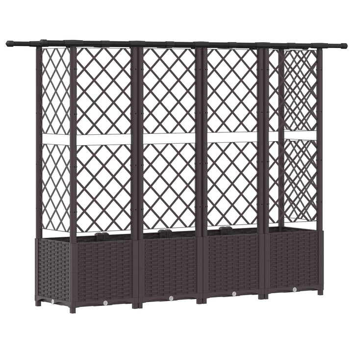 Hævet Bed med Trellis og Tag Brun 202 x 40 x 136 cm PP
