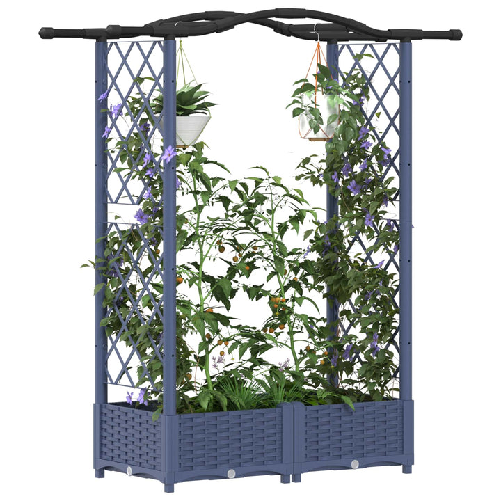 Hævet Bed med Trellis og Tag Grå 124 x 40 x 125 cm PP