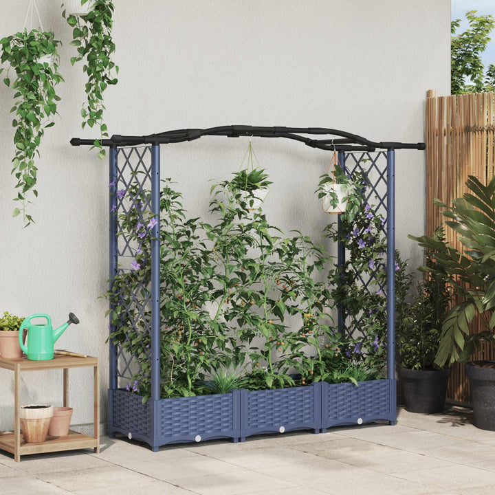 Hævet Bed med Trellis og Tag Grå 169 x 40 x 125 cm PP