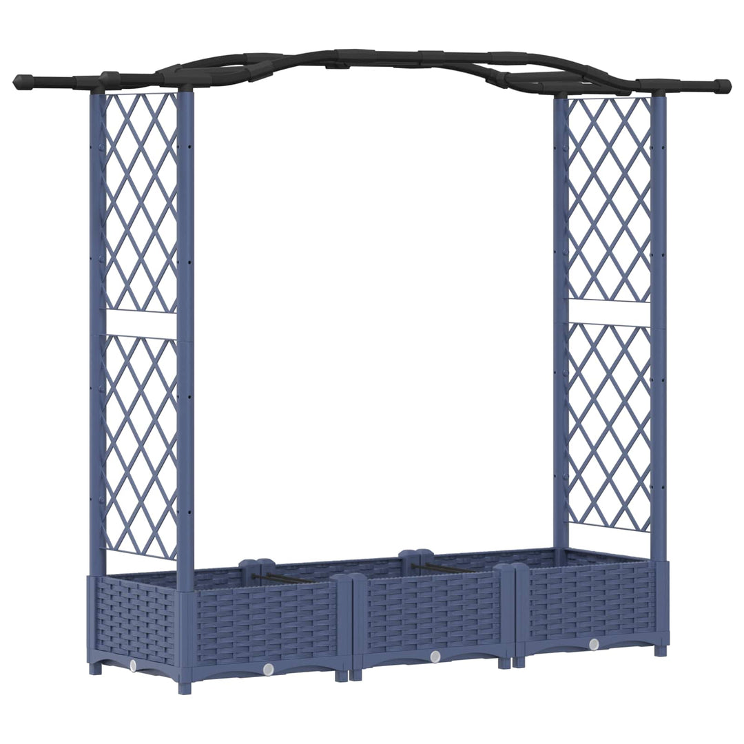 Hævet Bed med Trellis og Tag Grå 169 x 40 x 125 cm PP