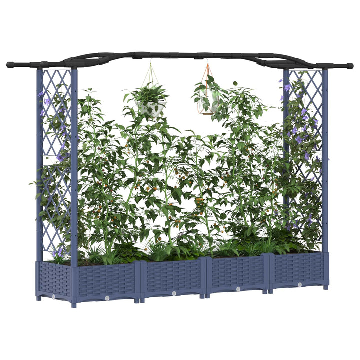 Hævet Bed med Trellis og Tag Grå 207 x 40 x 126 cm PP