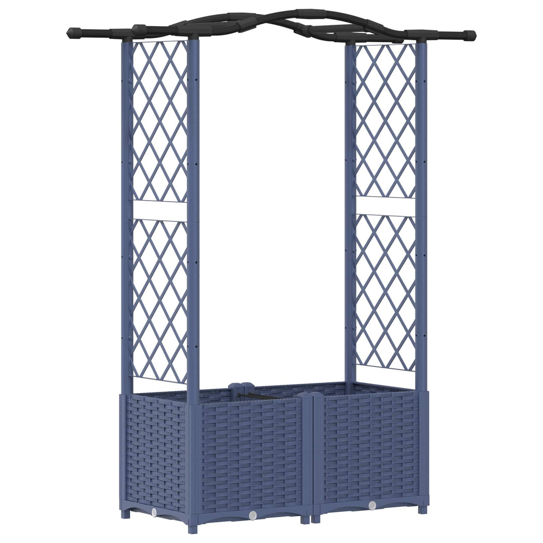 Hævet Bed med Trellis og Tag Grå 125 x 40 x 138 cm PP