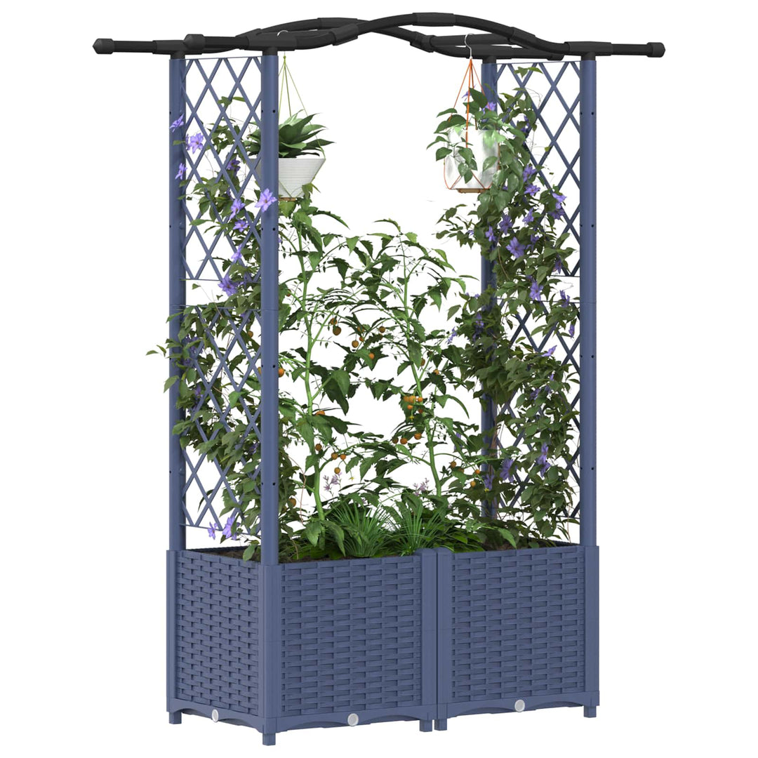 Hævet Bed med Trellis og Tag Grå 125 x 40 x 138 cm PP