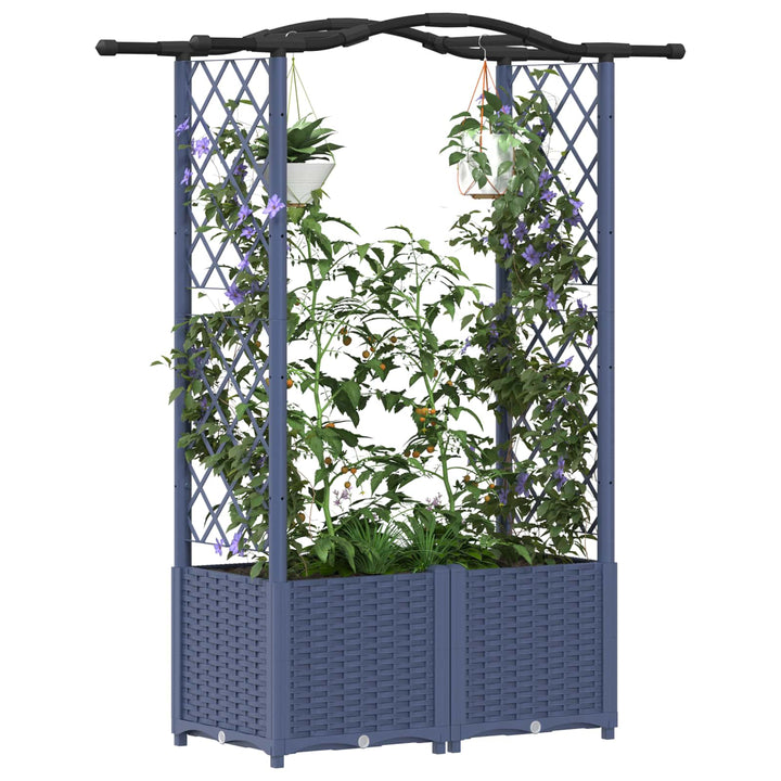 Hævet Bed med Trellis og Tag Grå 125 x 40 x 138 cm PP
