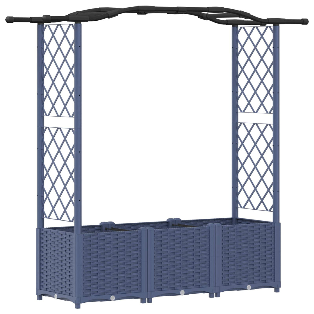 Hævet Bed med Trellis og Tag Grå 164 x 40 x 142 cm PP