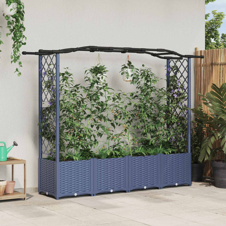 Hævet Bed med Trellis og Tag Grå 204 x 40 x 141 cm PP
