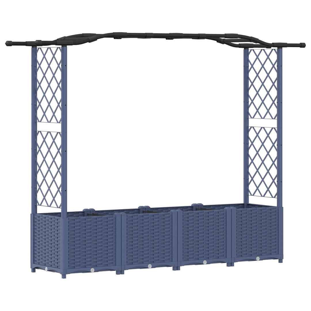 Hævet Bed med Trellis og Tag Grå 204 x 40 x 141 cm PP