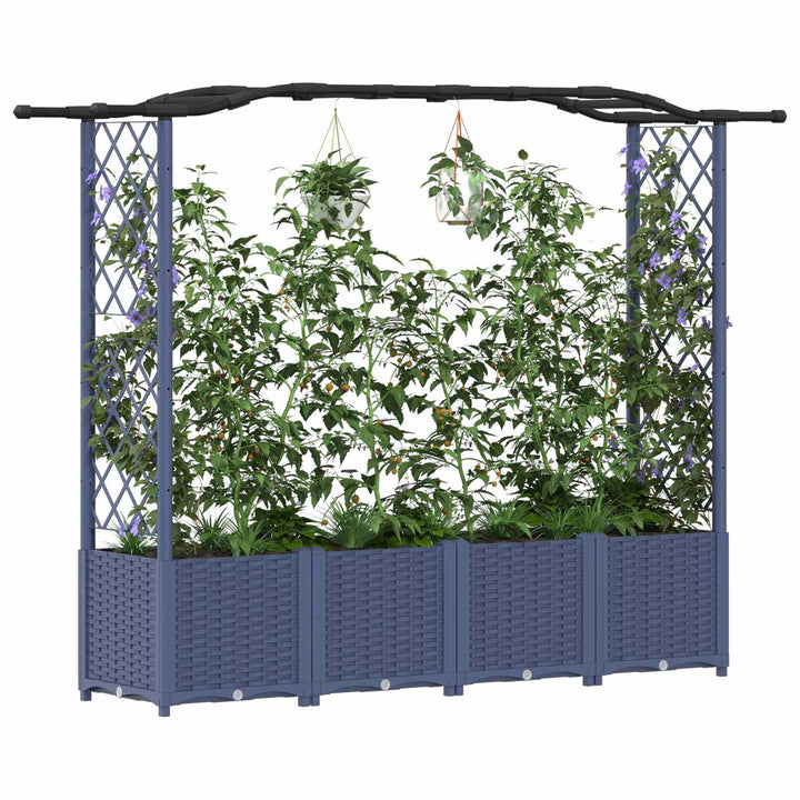 Hævet Bed med Trellis og Tag Grå 204 x 40 x 141 cm PP
