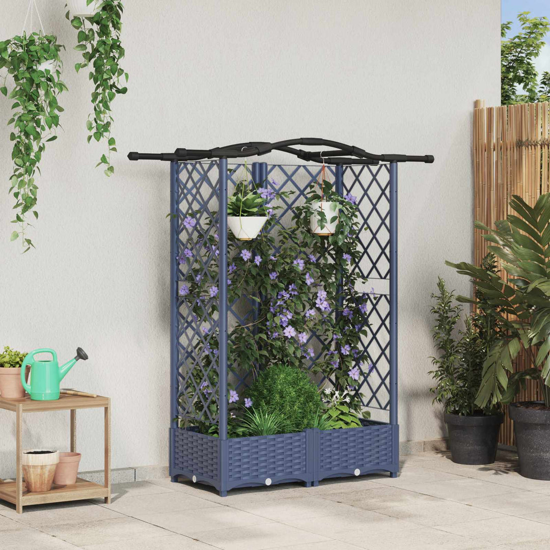 Hævet Bed med Trellis og Tag Grå 124 x 40 x 123 cm PP