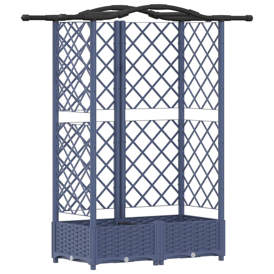 Hævet Bed med Trellis og Tag Grå 124 x 40 x 123 cm PP