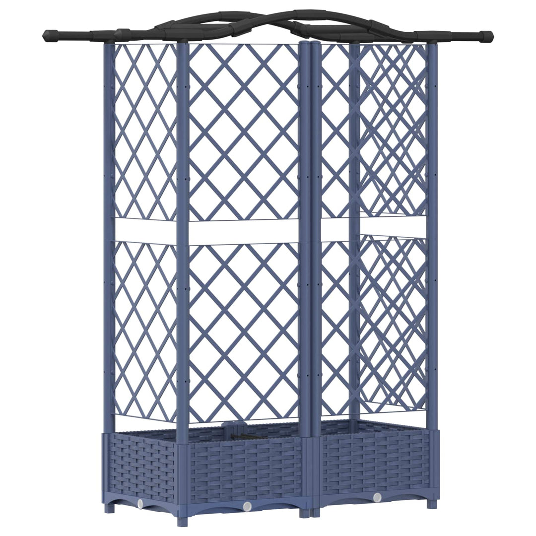 Hævet Bed med Trellis og Tag Grå 124 x 40 x 123 cm PP