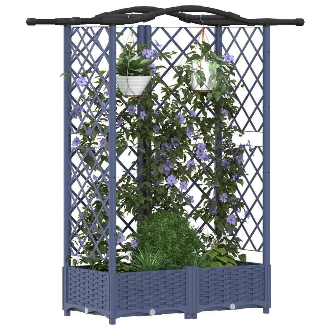 Hævet Bed med Trellis og Tag Grå 124 x 40 x 123 cm PP