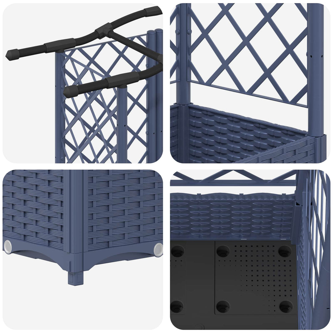 Hævet Bed med Trellis og Tag Grå 163 x 40 x 123 cm PP