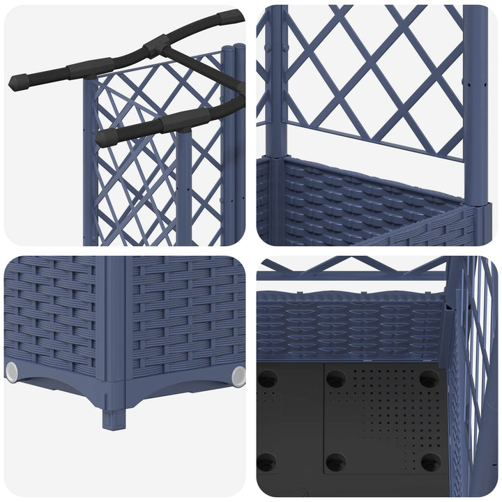 Hævet Bed med Trellis og Tag Grå 163 x 40 x 123 cm PP