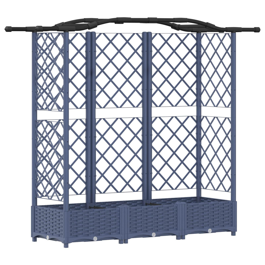 Hævet Bed med Trellis og Tag Grå 163 x 40 x 123 cm PP