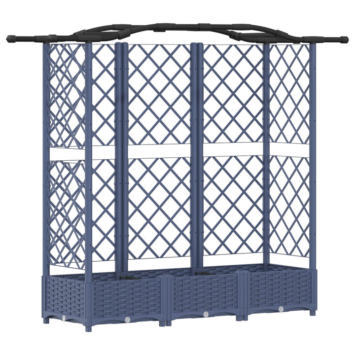 Hævet Bed med Trellis og Tag Grå 163 x 40 x 123 cm PP
