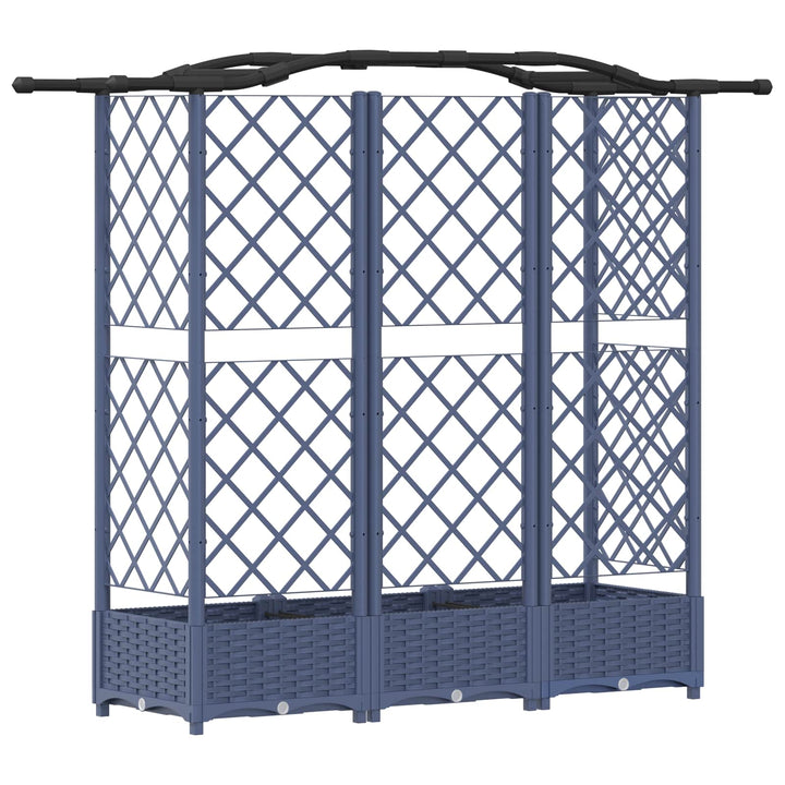 Hævet Bed med Trellis og Tag Grå 163 x 40 x 123 cm PP