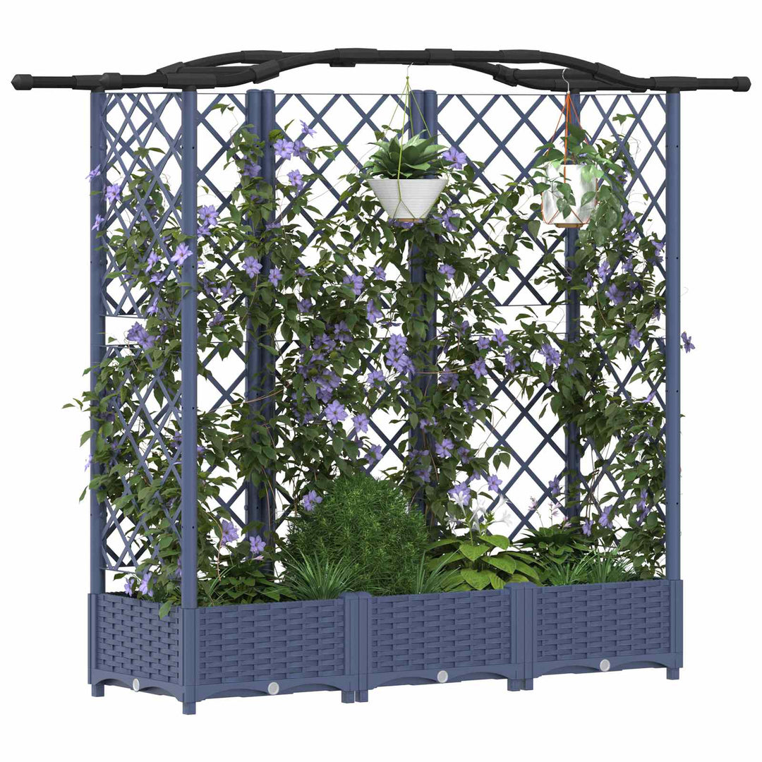 Hævet Bed med Trellis og Tag Grå 163 x 40 x 123 cm PP