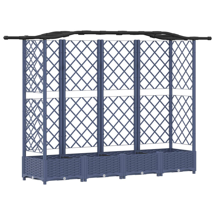 Hævet Bed med Trellis og Tag Grå 203,5 x 40 x 123 cm PP